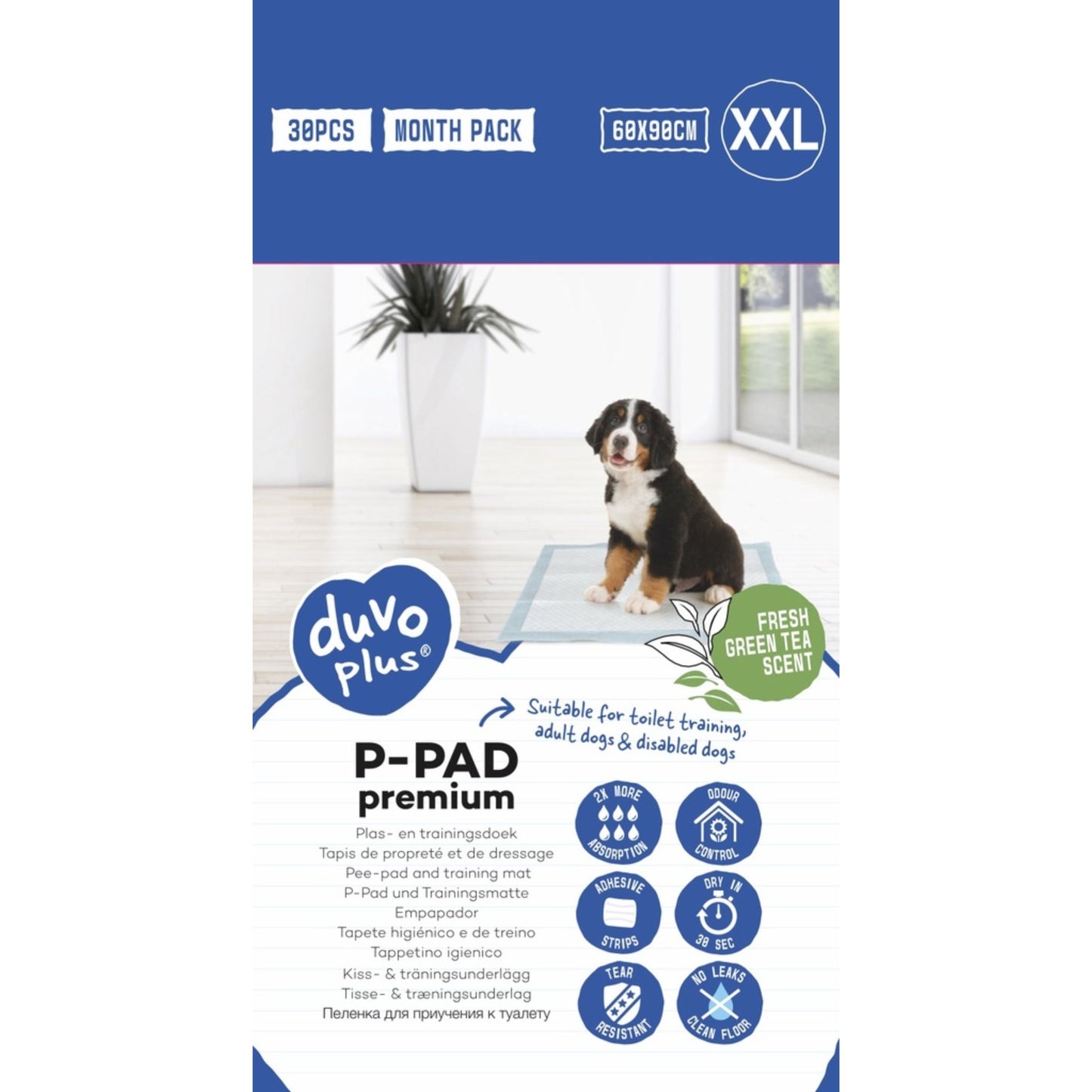 Duvo+ Pet Pads Premium XXL Green Tea Scent – 60x90cm