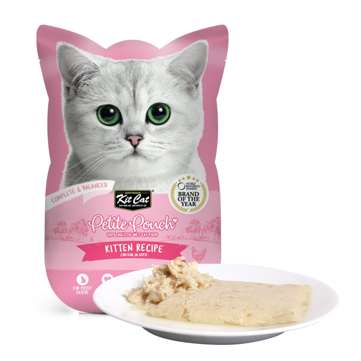 Kit Cat Petite Pouch Complete & Balanced Wet Cat Food With Chicken & Salmon in Aspic - 70g