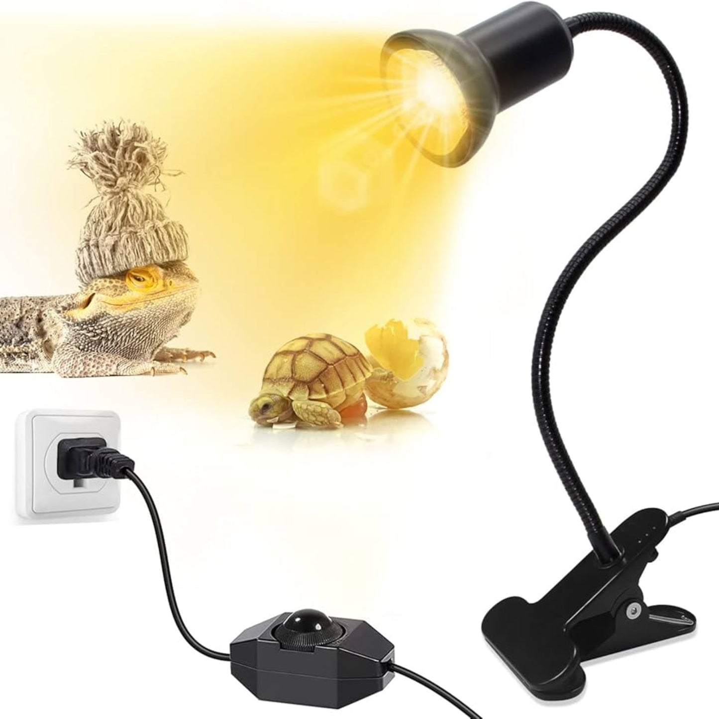 Roxin Turtle Heat Lamp Long Clamp Back Reptile Light Fixture