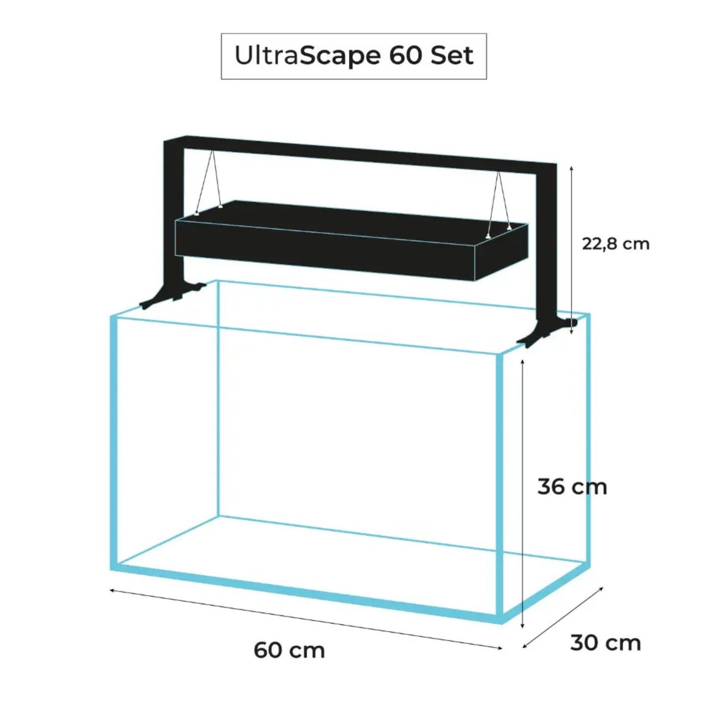 Diagram of UltraScape 60 Set with dimensions labeled