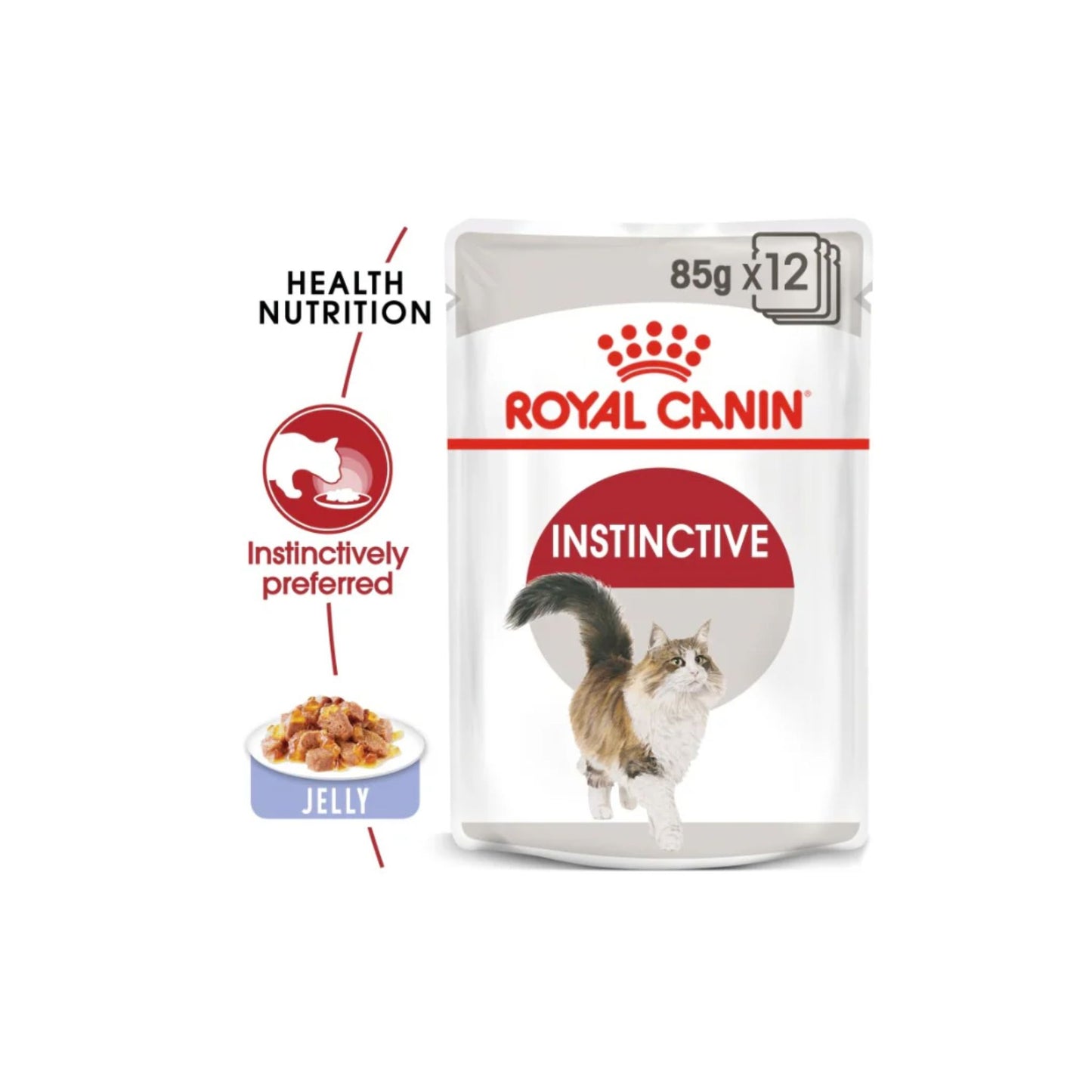 Royal Canin Instinctive cat food pouch on a white background