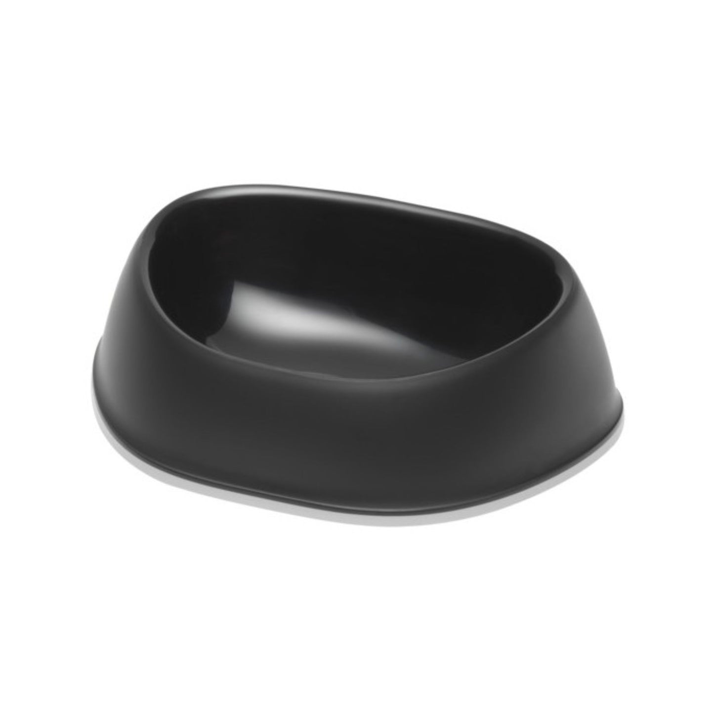 Black pet bowl on a white background