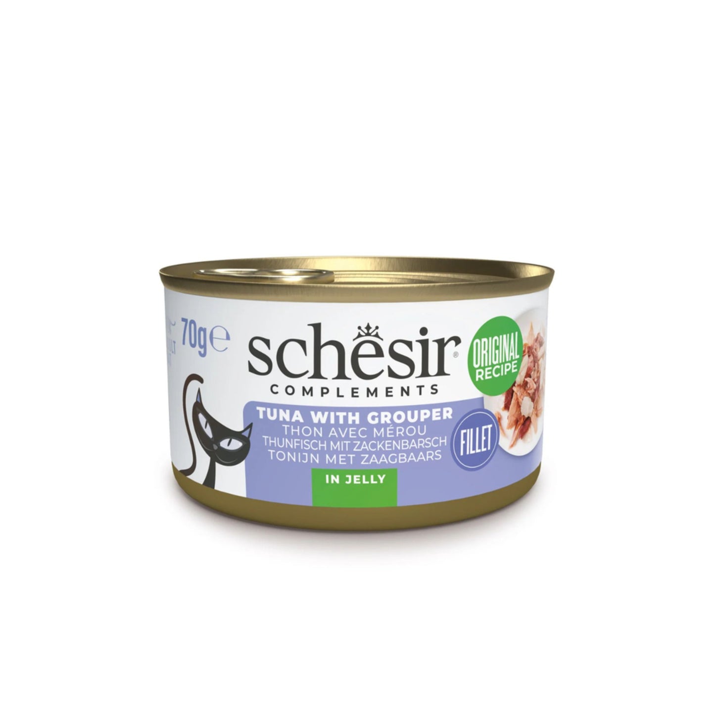 Schesir Complements Cat Wet Food In Jelly Can- Tuna With Grouper - 70g