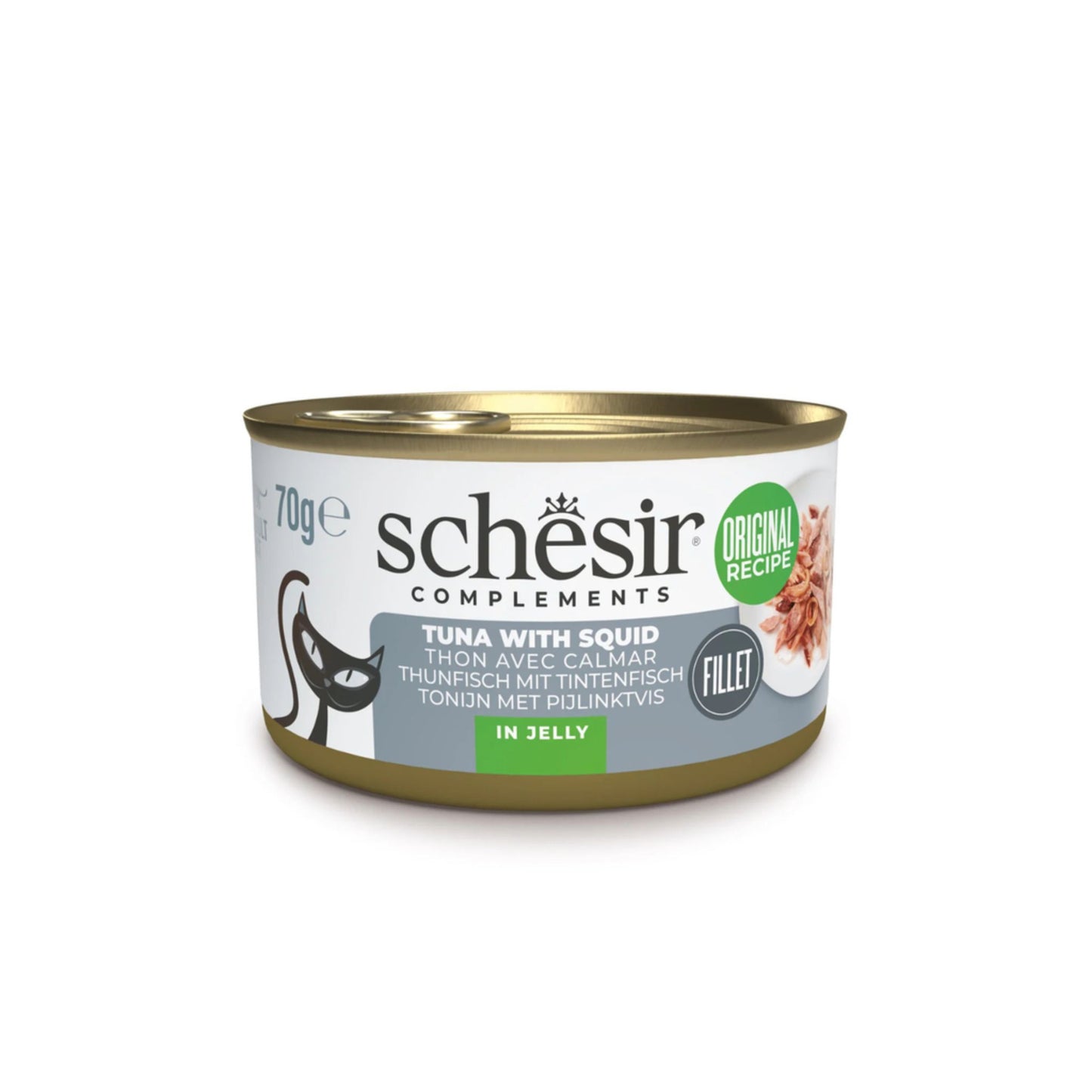 Schesir Complements Cat Wet Food In Jelly Can- Tuna With Squid - 70g