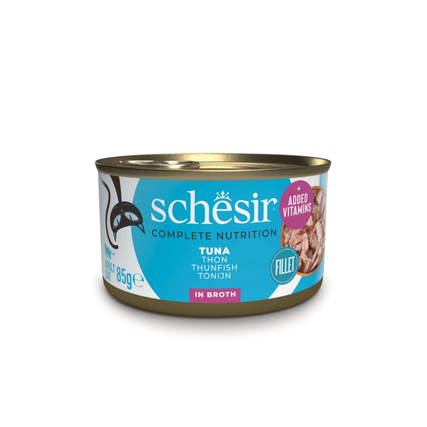 Schesir Complete & Balanced Nutrition Wet Cat Food In Broth Can- Tuna - 85g