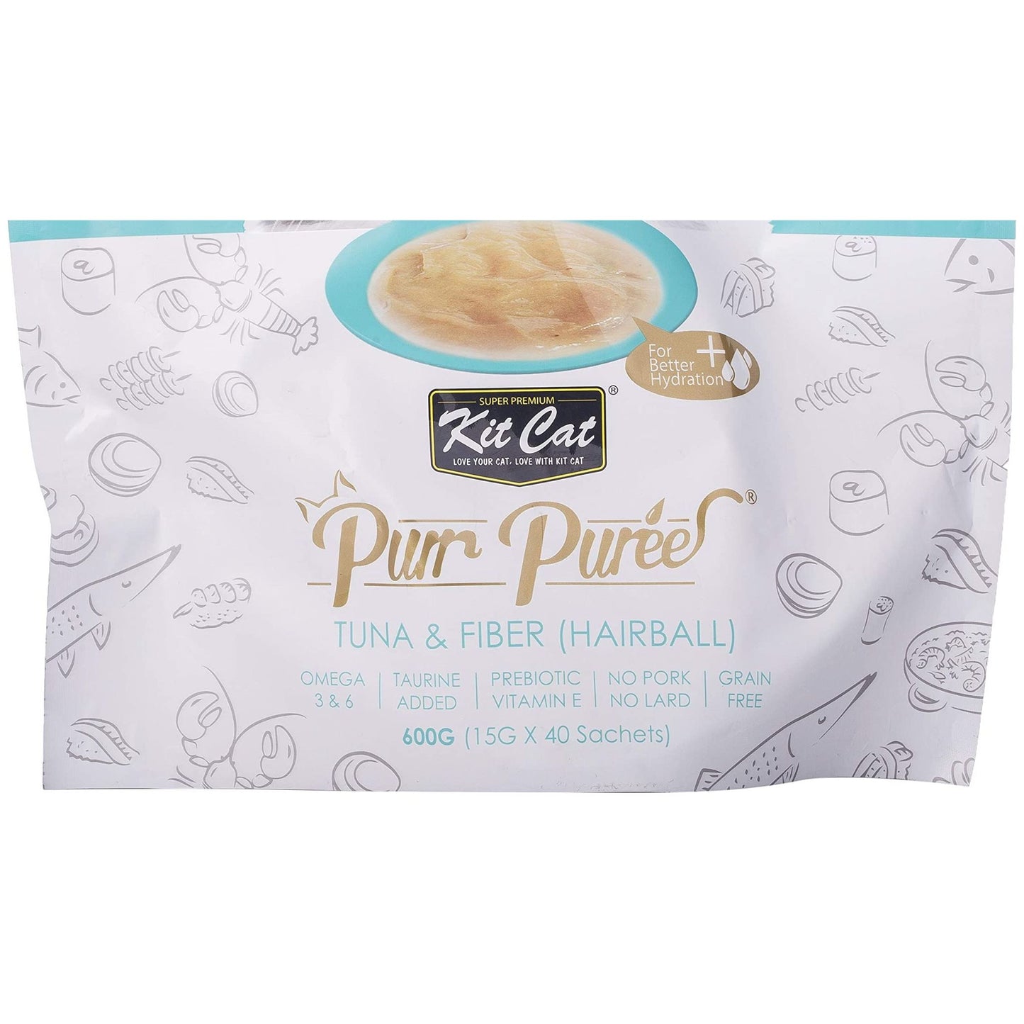 Kit Cat Puree Tuna & Fiber Hairball Cat Treats - 600G