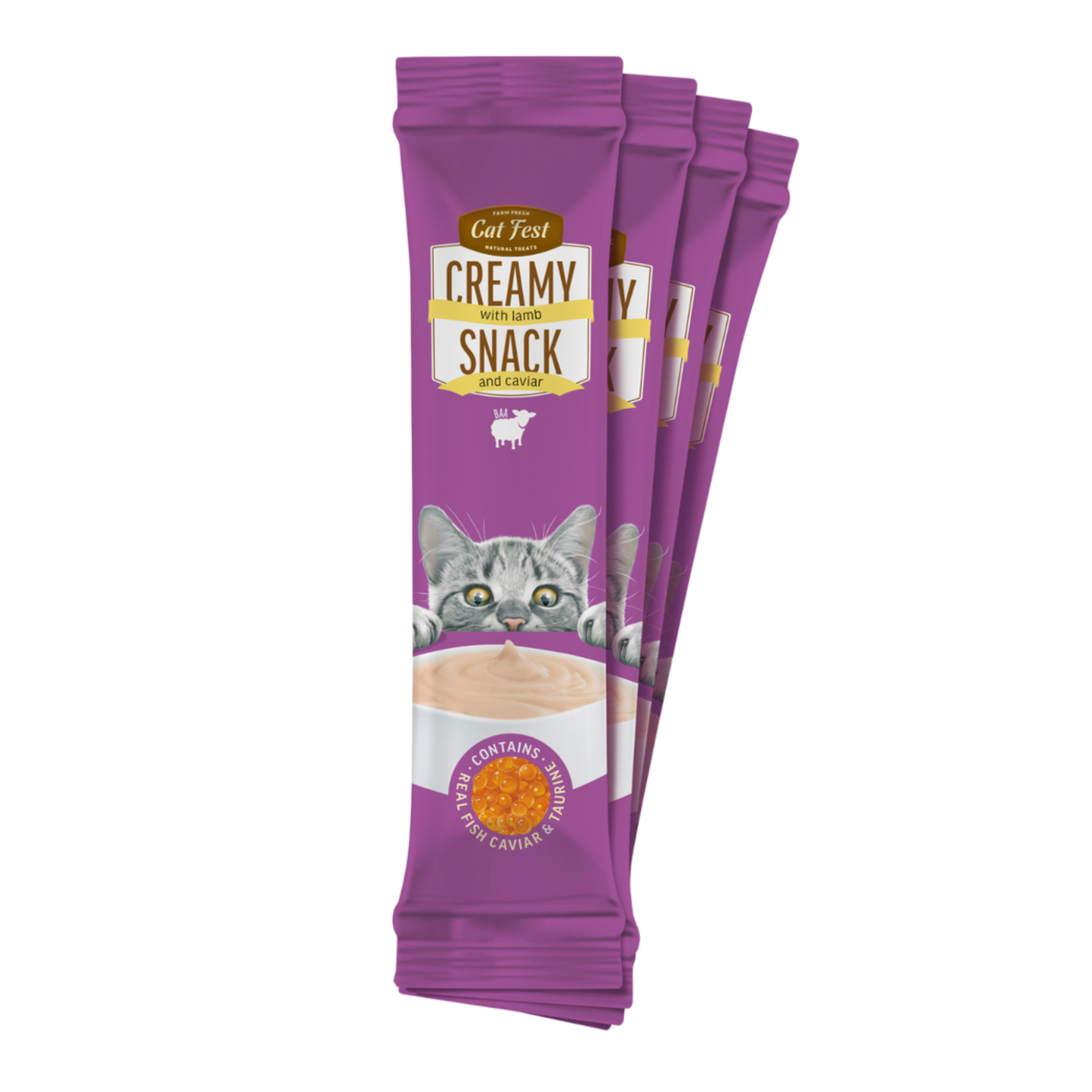 Cat Fest Creamy Snacks-Lamb With Caviar - 4x10g