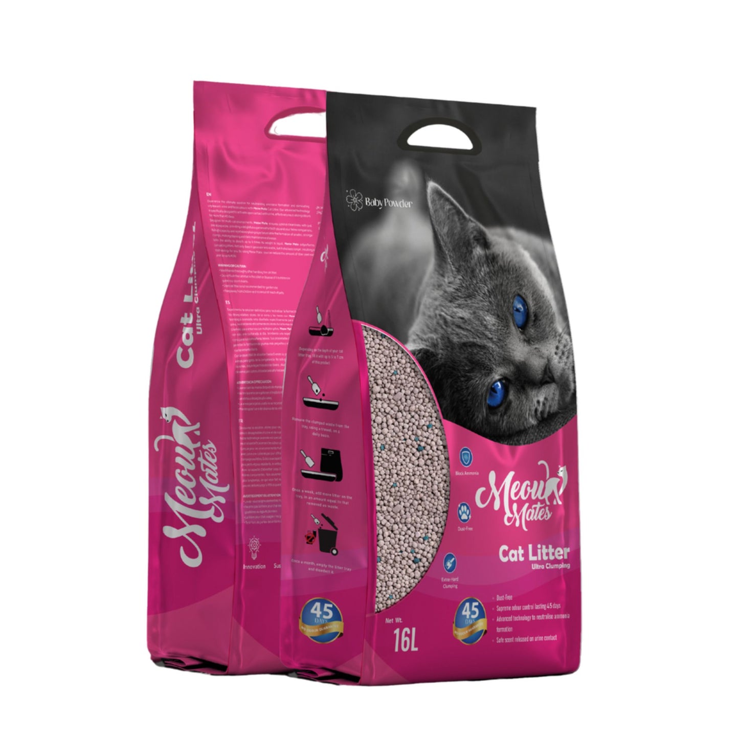 Meow Mates Bentonite Cat Litter Baby Powder Scent - 10kg