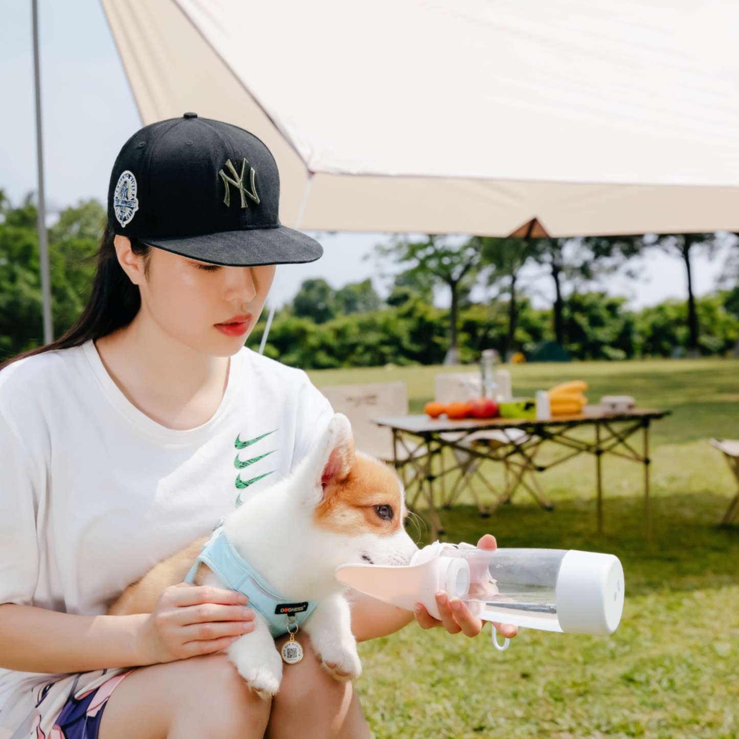 Dogness Dog Water Bottle With Food Storage - Green