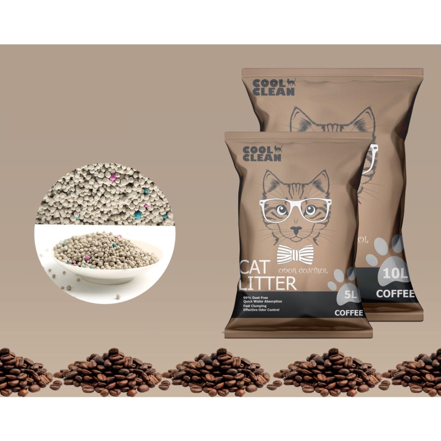 Cool Clean Clumping Cat Litter Coffee Scent - 10kg
