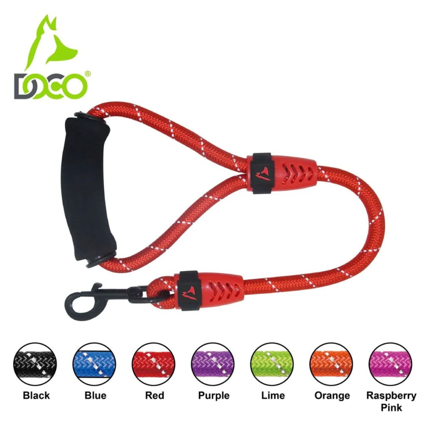 Doco 20 Rope Leash With Ergocurve Foam Handle Red - Large