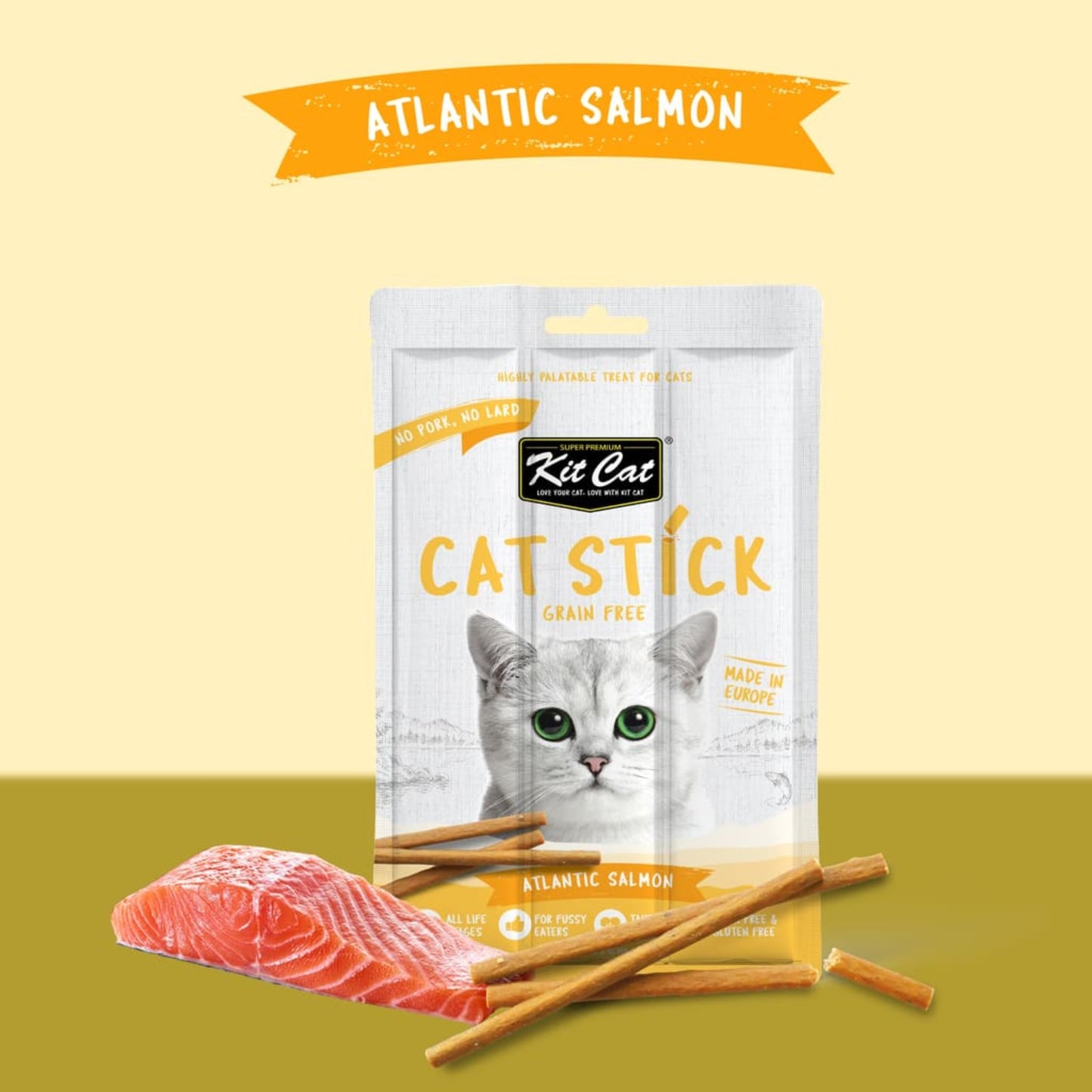 Kit Cat Grain Free Cat Stick Atlantic Salmon - 15G