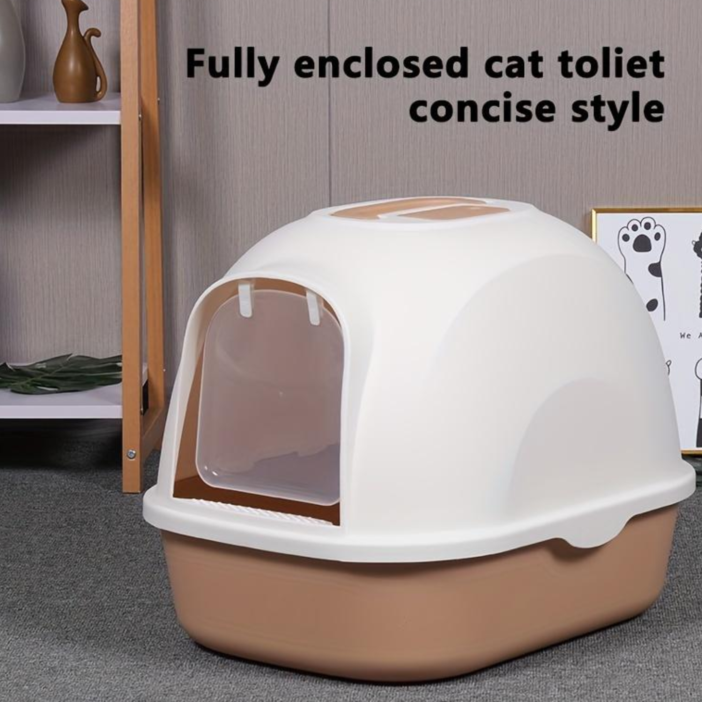 Pado Hoodie Cat Litter Box Brown - 53X41x41cm