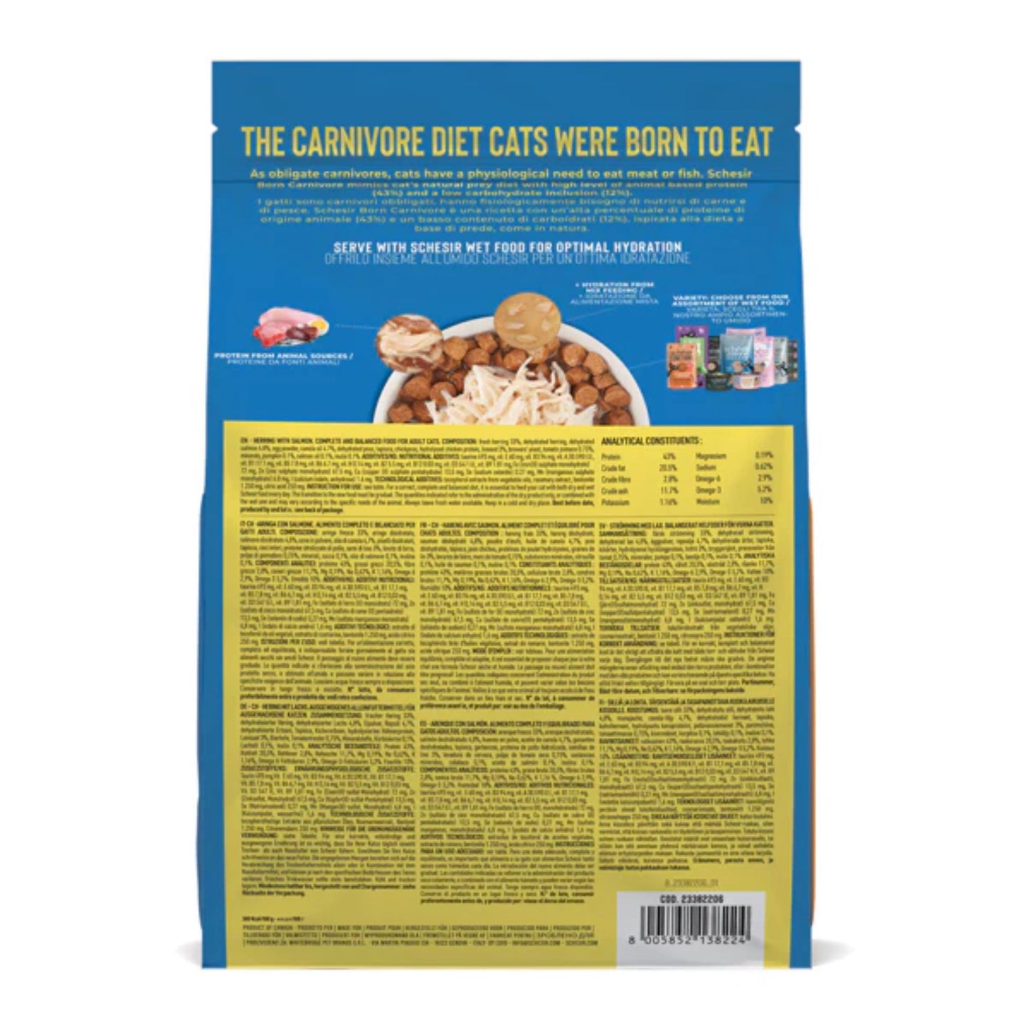 Schesir Born Carnivore Herring & Salmon Dry Cat Food - 1.25kg