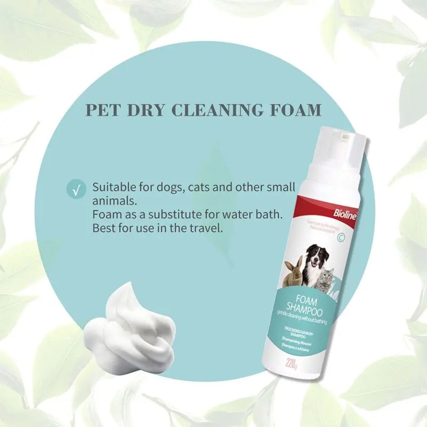 Bioline Gentle Foam Shampoo For Pets - 220g