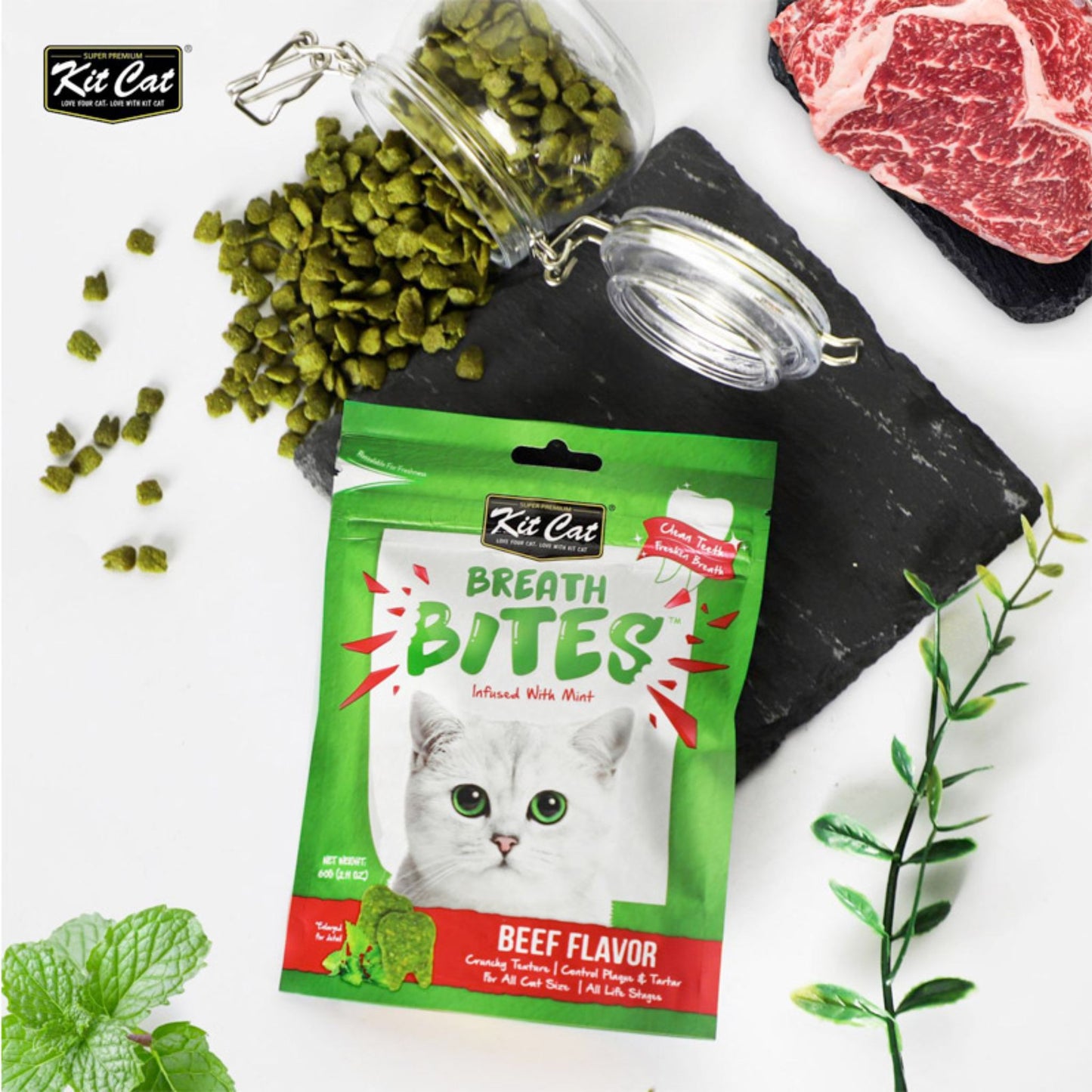 Kit Cat Breath Bites Beef Flavour Cat Treats - 60g