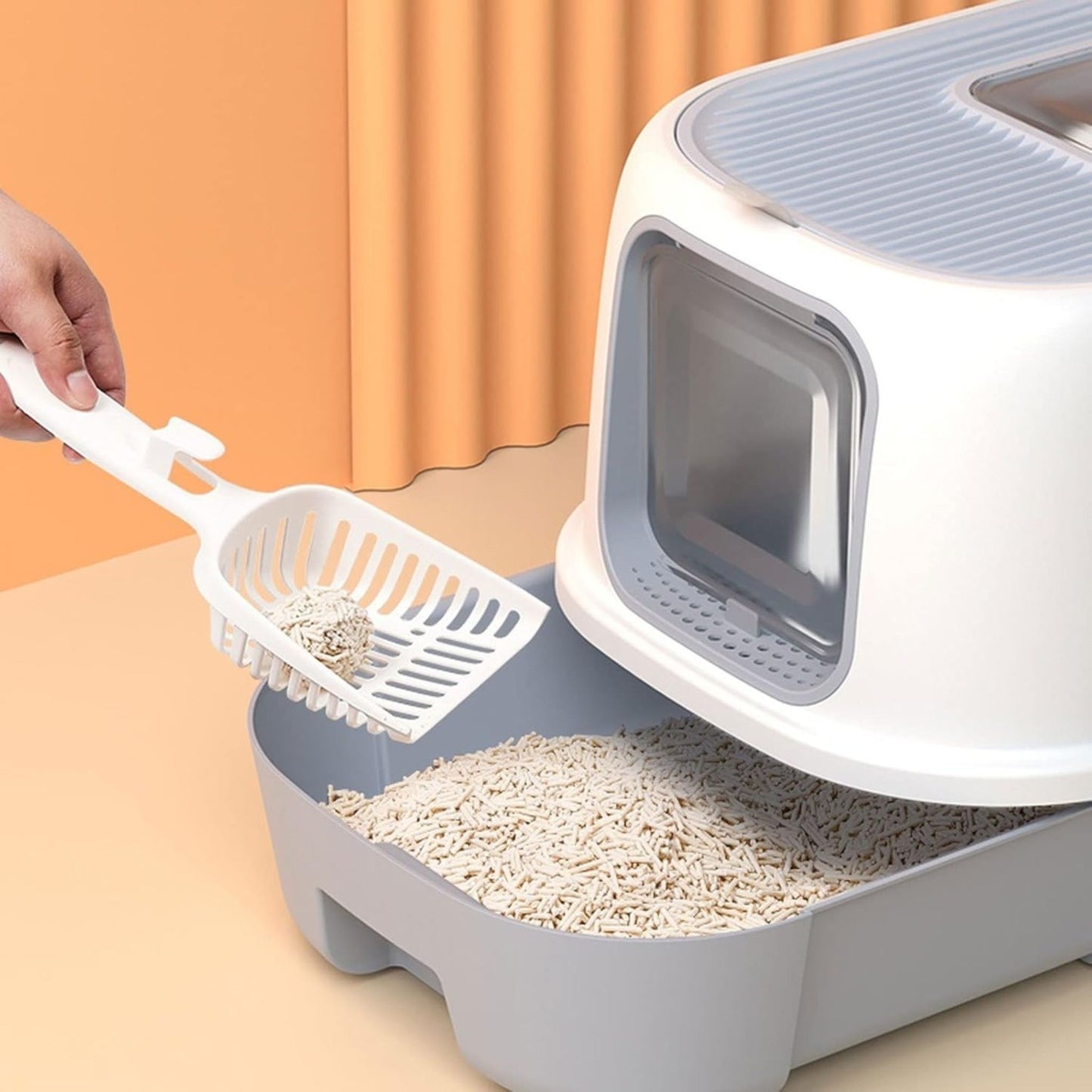 Pado Jumbo Cat Litter Box Grey - 40X39X52cm