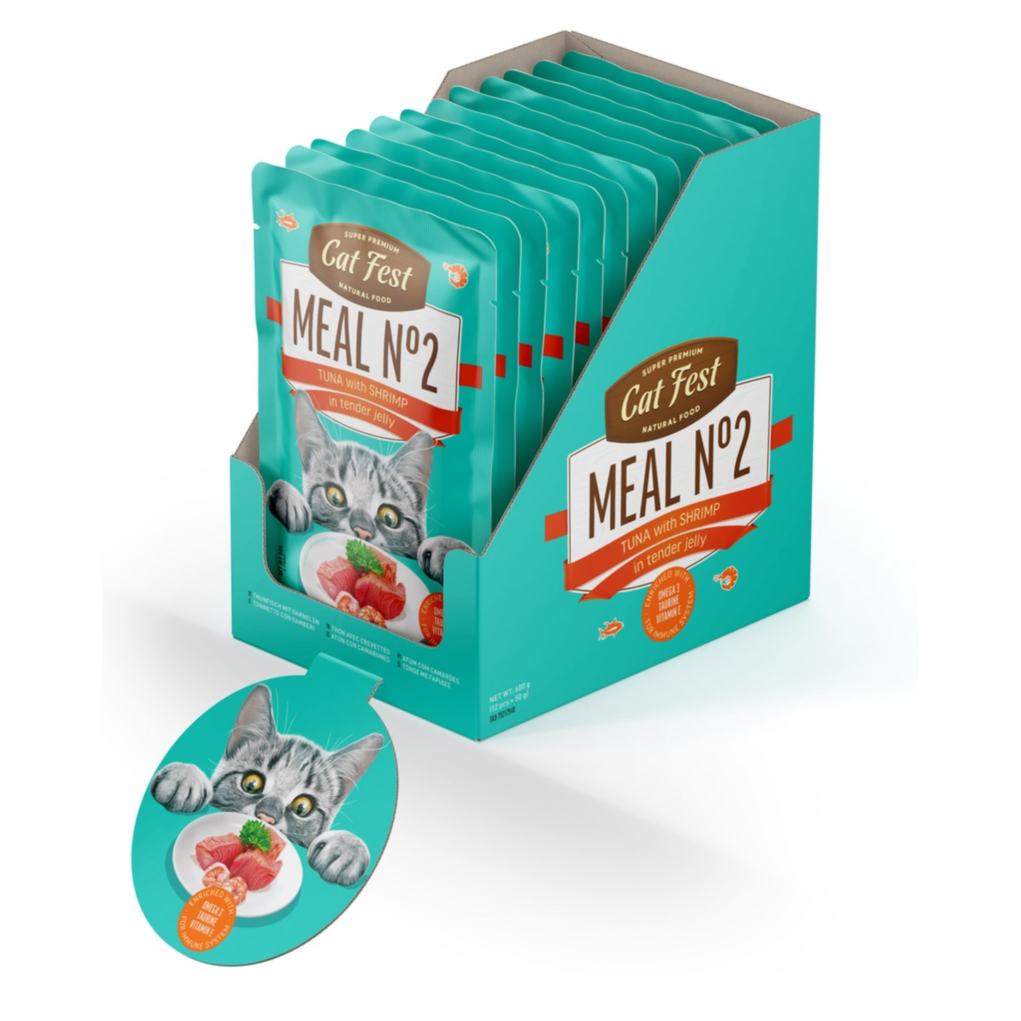 Cat Fest Meal Wet Cat Food in Jelly & Tuna With Shrimp - 50g