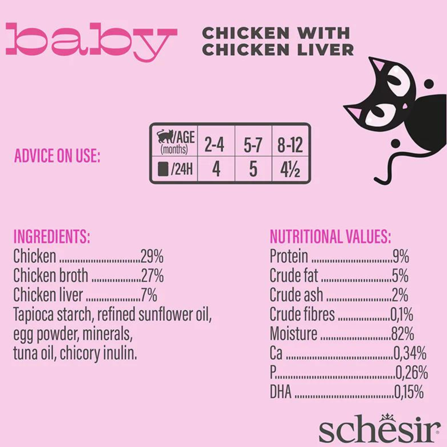 Schesir Baby Kitten Mousse Chicken & Liver Wet Food - 70G