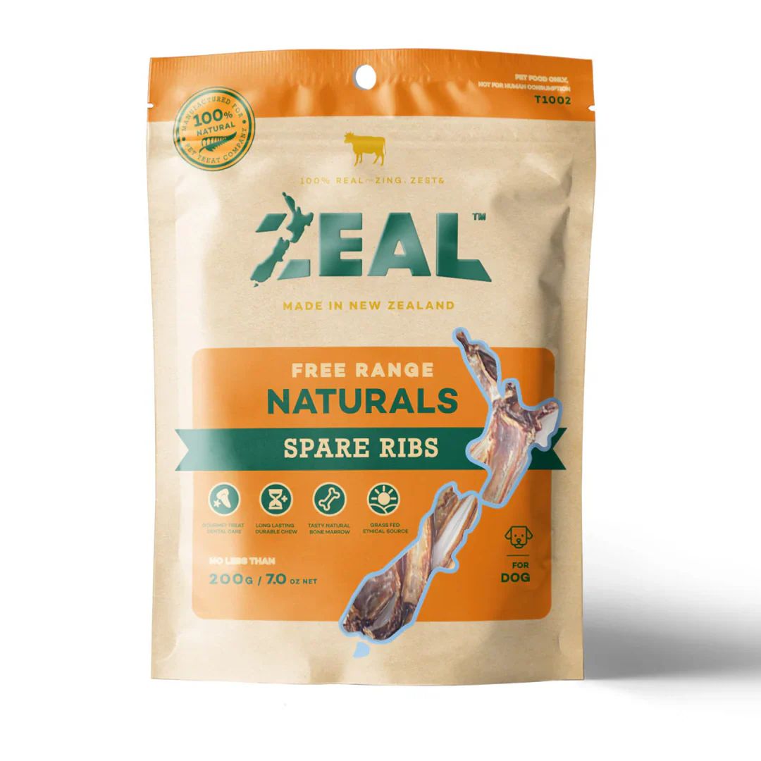 ZEAL free range naturals spare ribs packaging on a white background