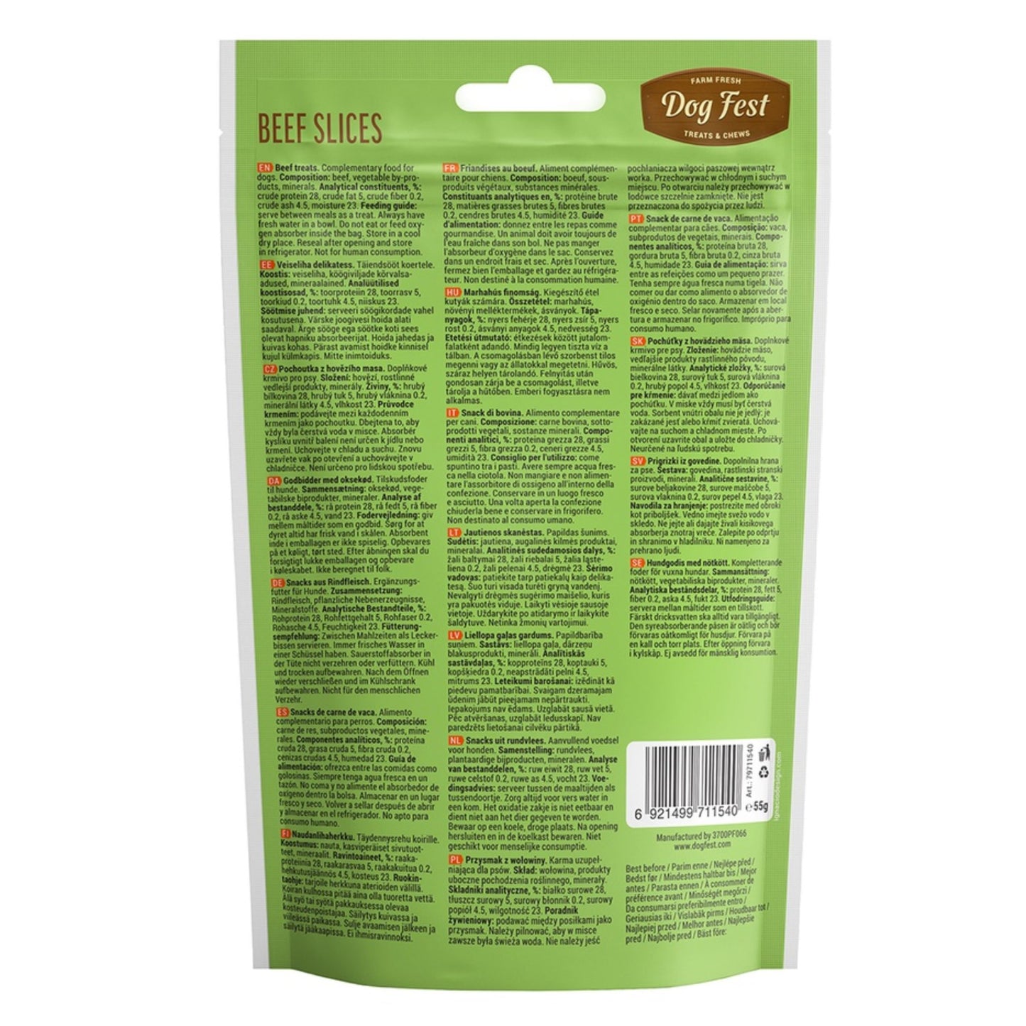 Dog Fest Beef Slices For Mini Dog - 55g