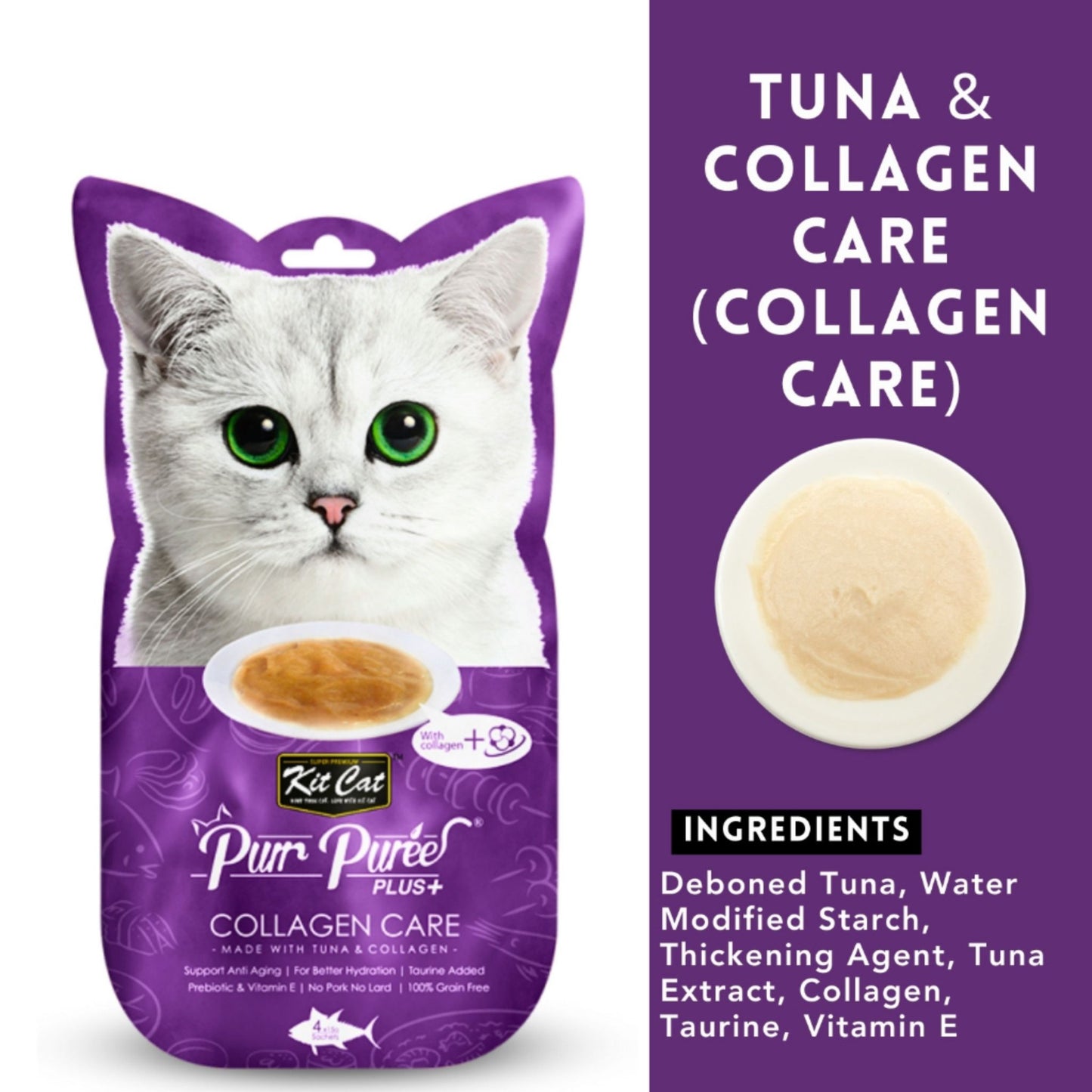 Kit Cat Puree Plus Collagen Care Tuna For Cats 60g