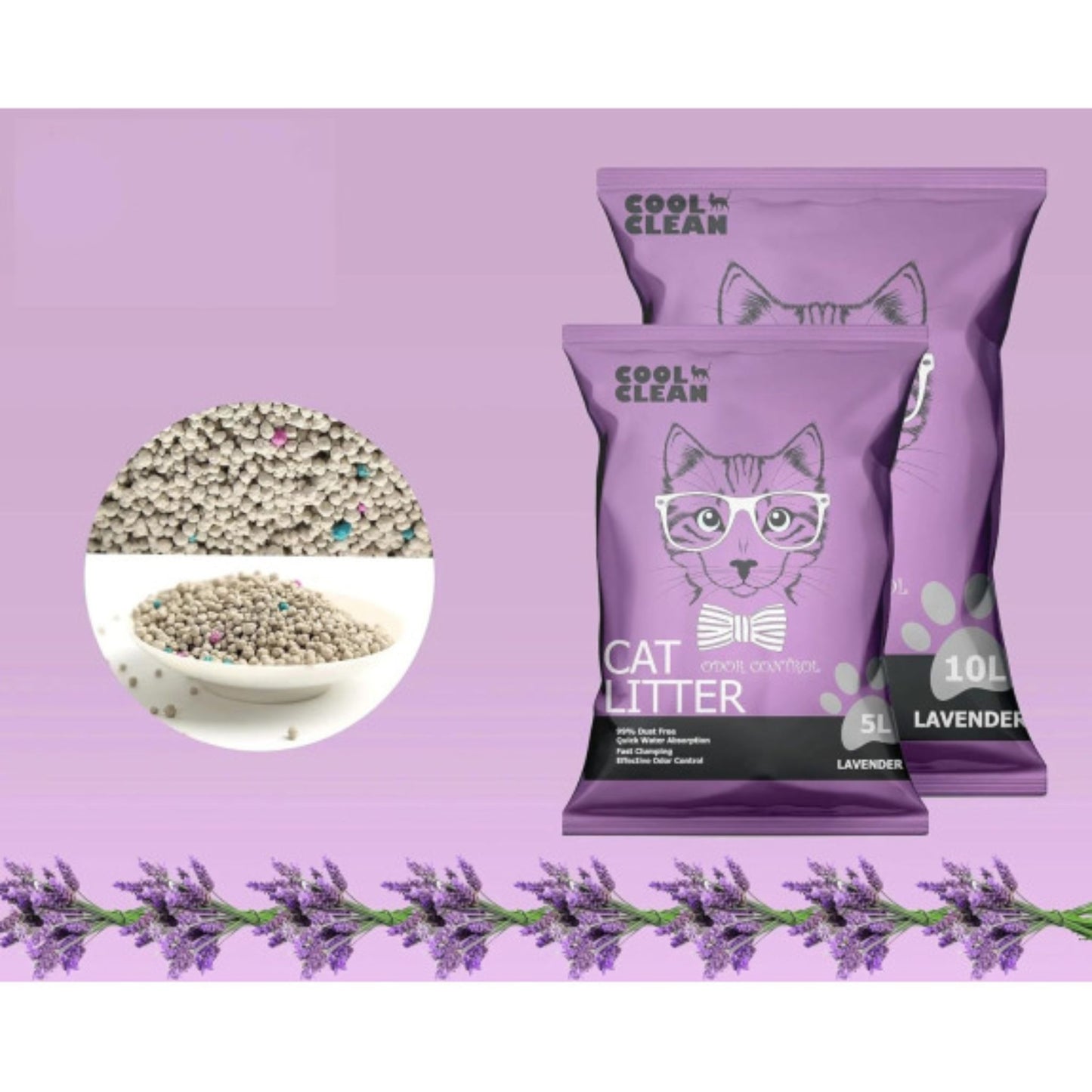Cool Clean Clumping Cat Litter Lavender Scent - 5kg