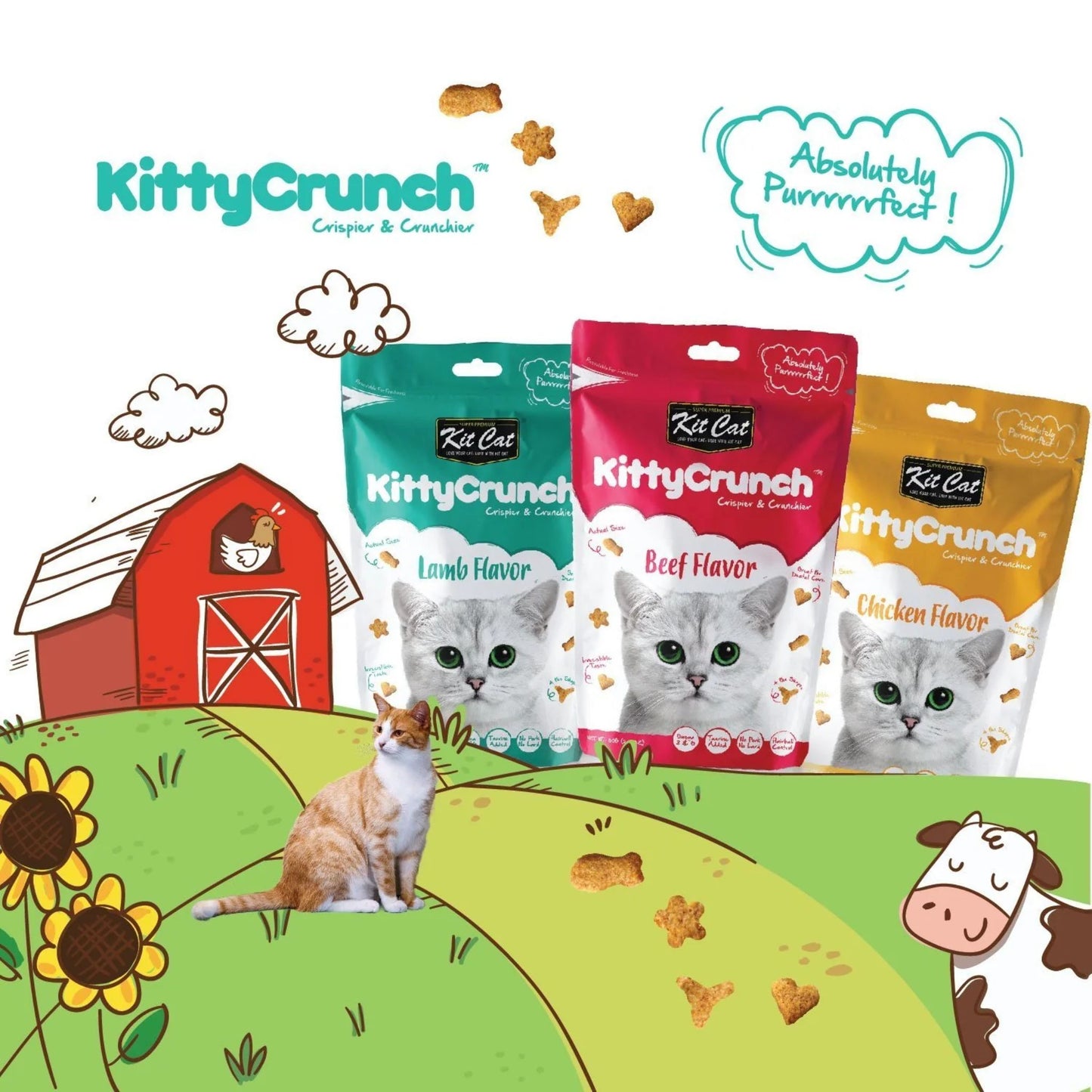 Kit Cat Kitty Crunch Lamb Flavour Cat Treats - 60g