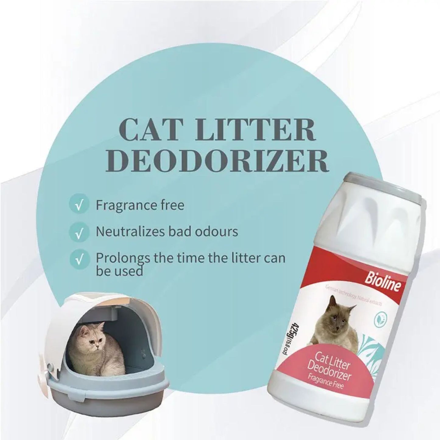 Bioline Cat Litter Deodorizer Odor Control Powder - 425g