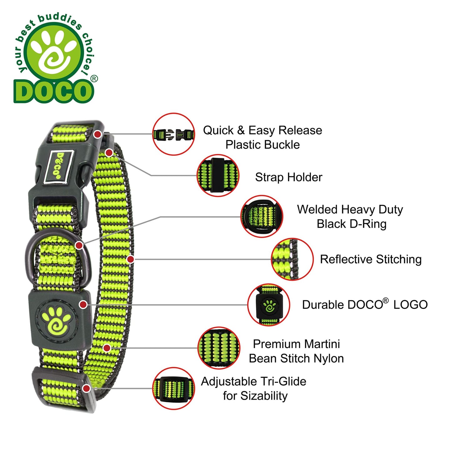 Doco Martini Bean Collar Lemon - Large