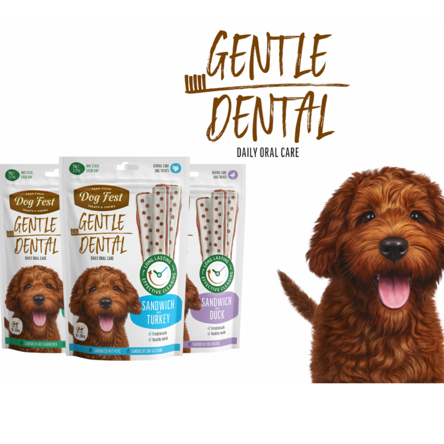 Dog Fest Dental Treats For Adult Dogs Sandwich Turkey - 90g