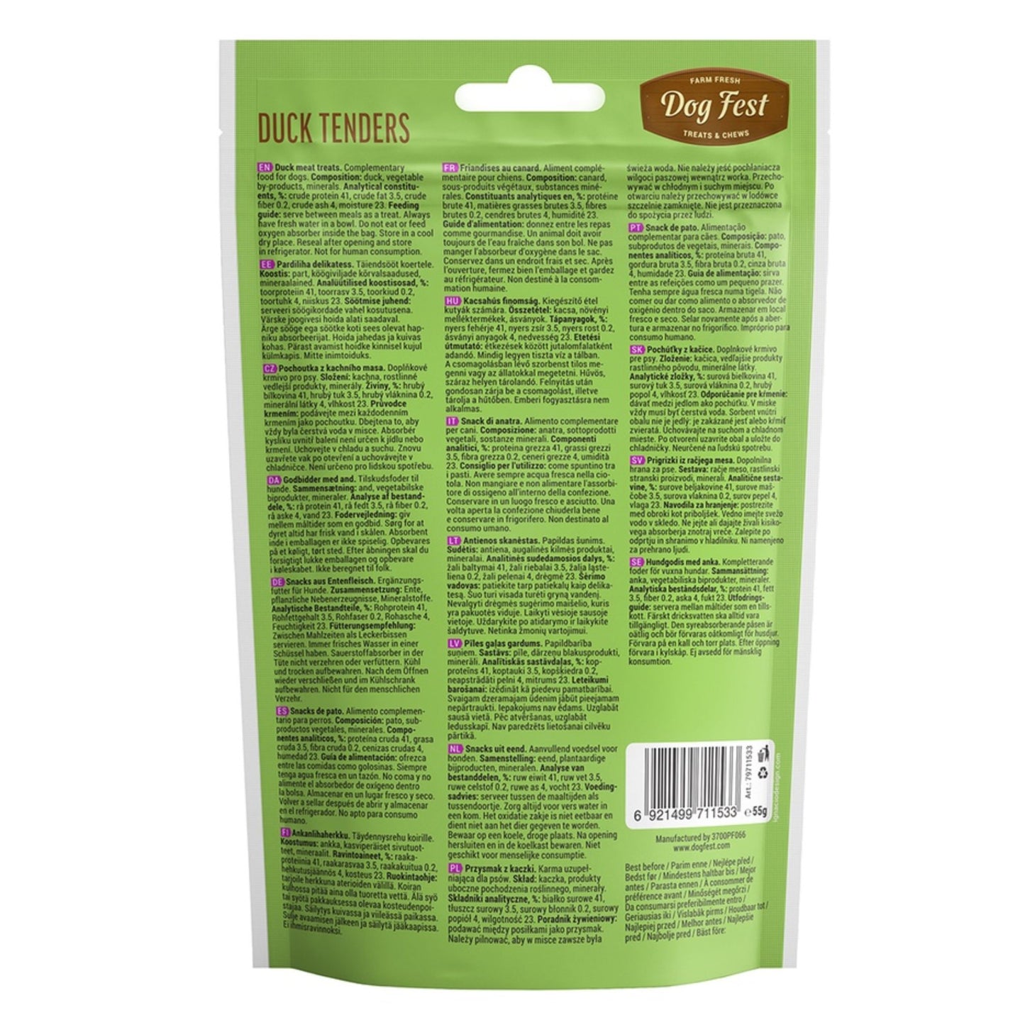 Dog Fest Duck Tenders For Mini-Dog - 55g