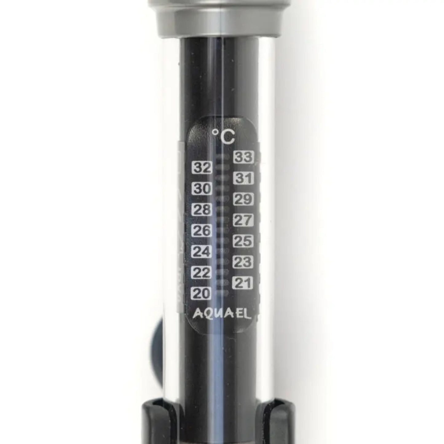 Aquael water temperature controller with temperature scale on a white background