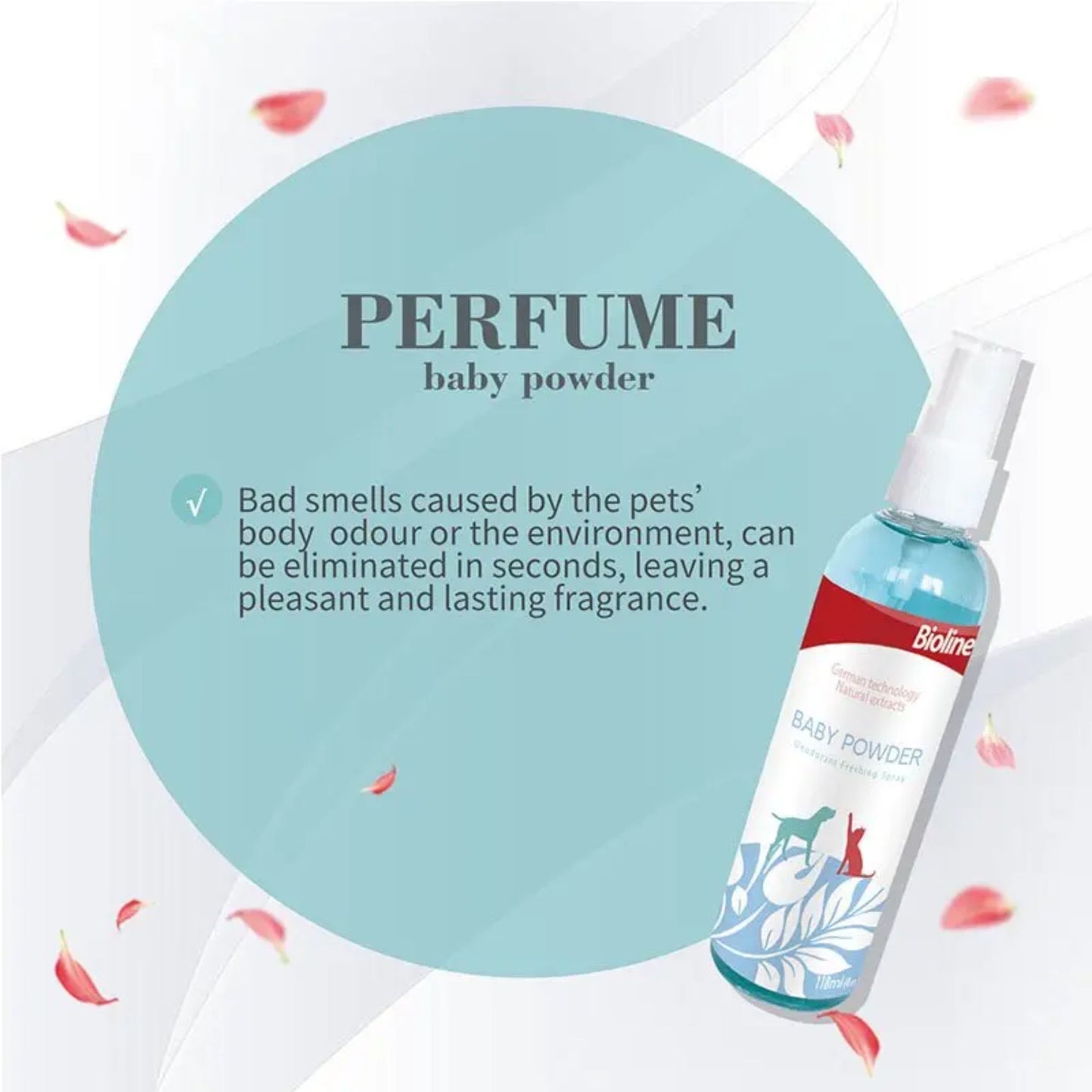 Bioline Baby Powder Deodorizing Spray For Pets - 118ml