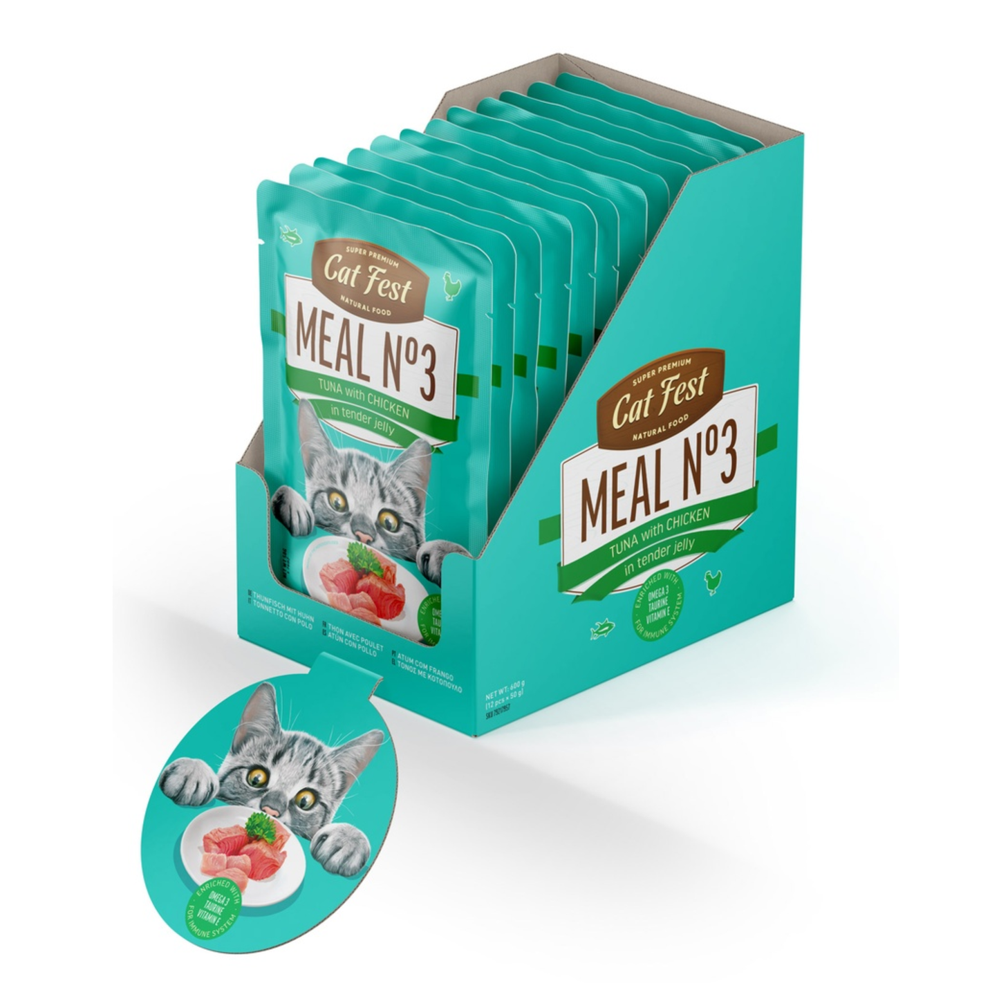 Cat Fest Wet Cat Food in Jelly & Tuna With Chicken - 50g