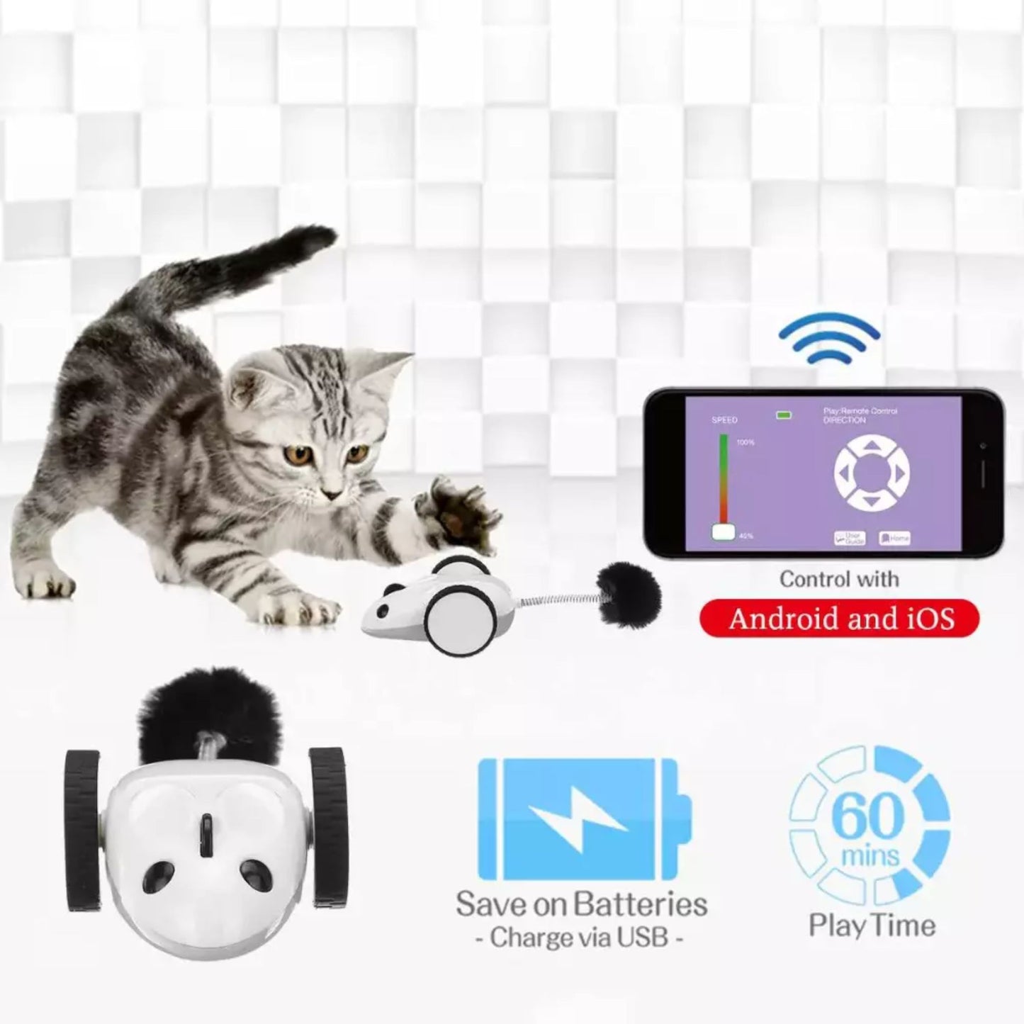 Duvo+ Race N Chase App-Controlled Mouse Cat Toy