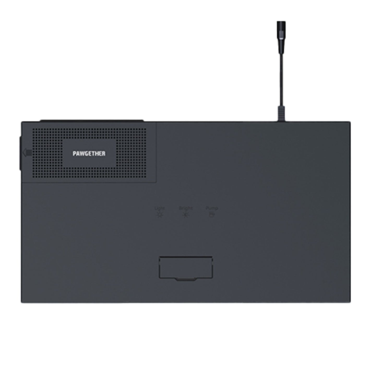 Black electronic device with a antenna on a white background