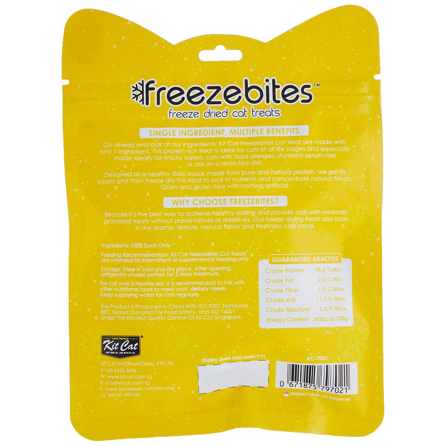 Kit Cat Freeze Bites Duck Cat Treats - 15g