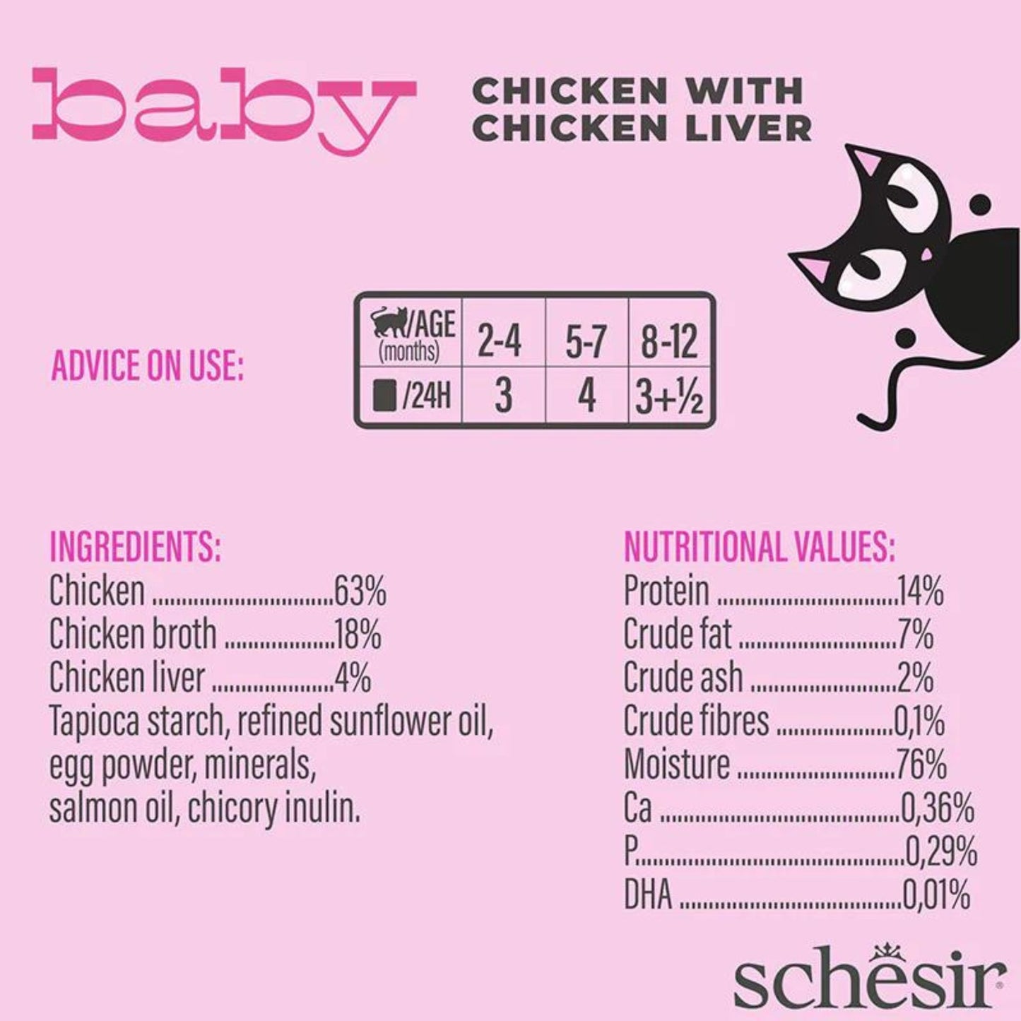 Schesir Baby Kitten Chicken & Liver Wet Food - 70G