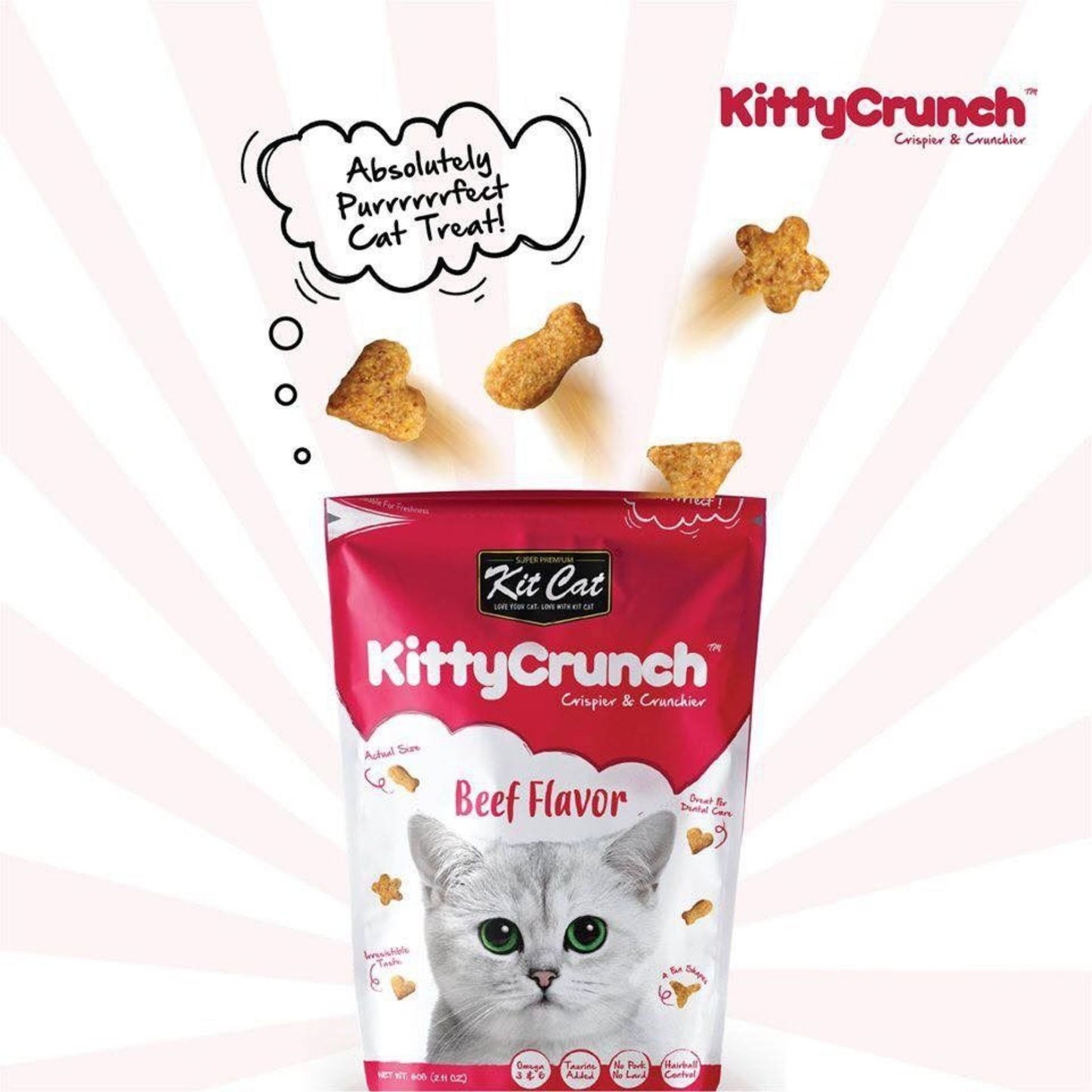 Kit Cat Kitty Crunch Beef Flavor Cat Treat - 60g