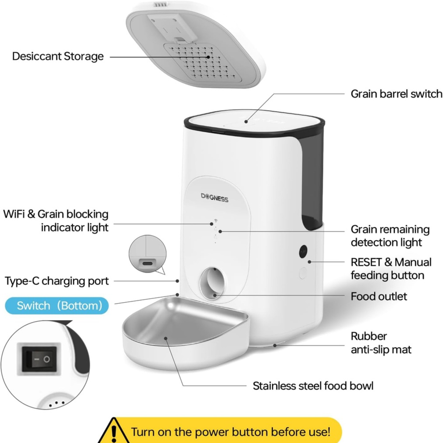 Dogness Rover Smart Feeder For Pets App Controlled White - 4 Liters