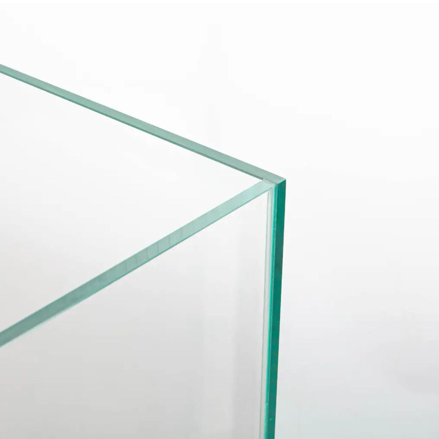 Clear glass panel on a white background