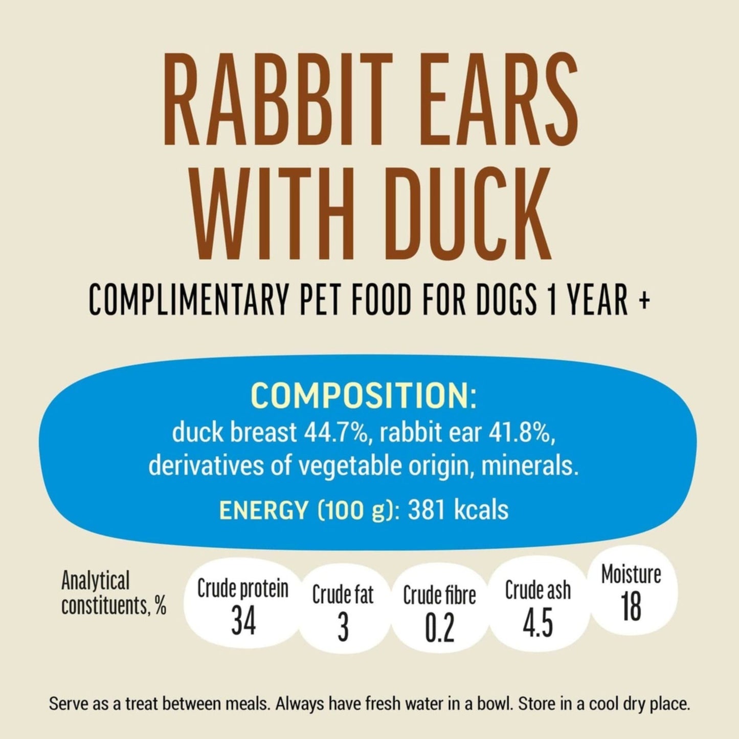 Dog Fest Rabbit Ears With Duck For Adult Dog Treats – 90g