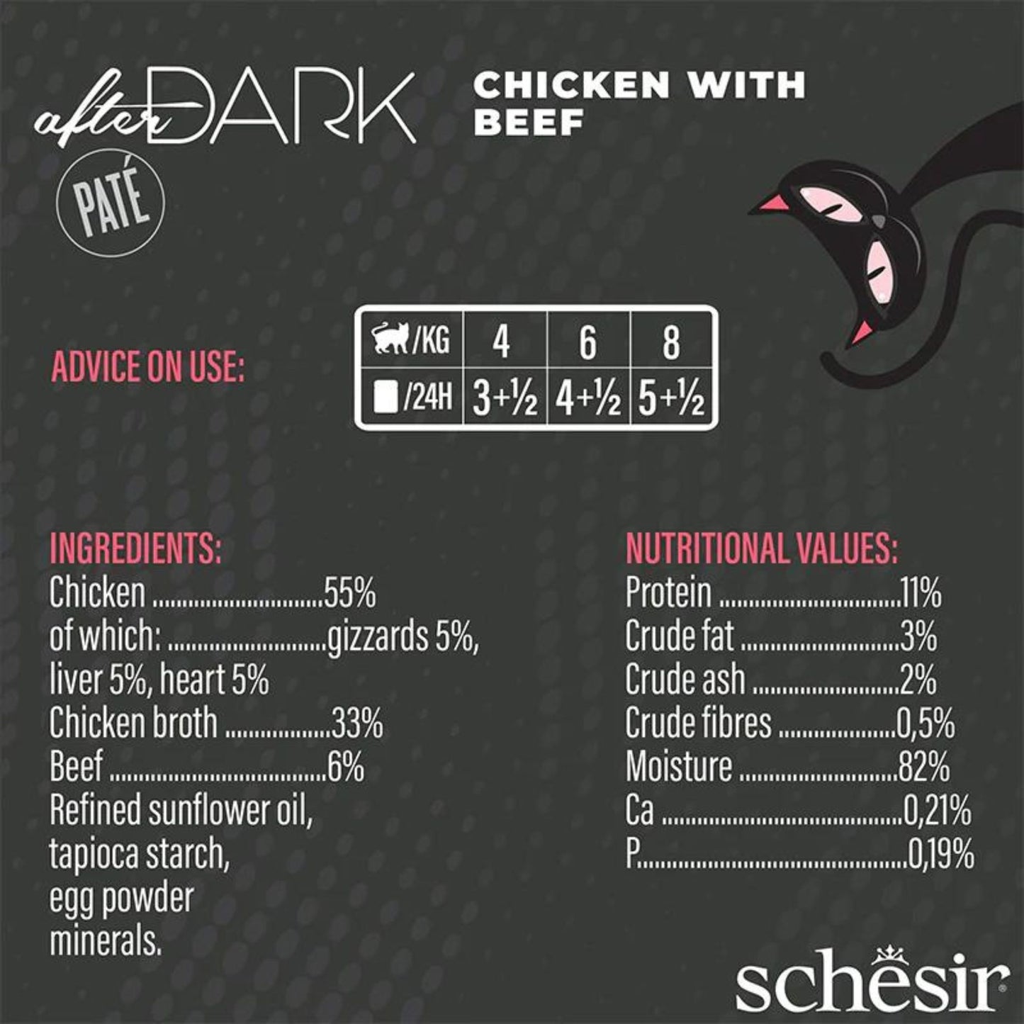 Schesir After Dark Cat Pate Chicken & Beef Gourmet Wet Food - 80G