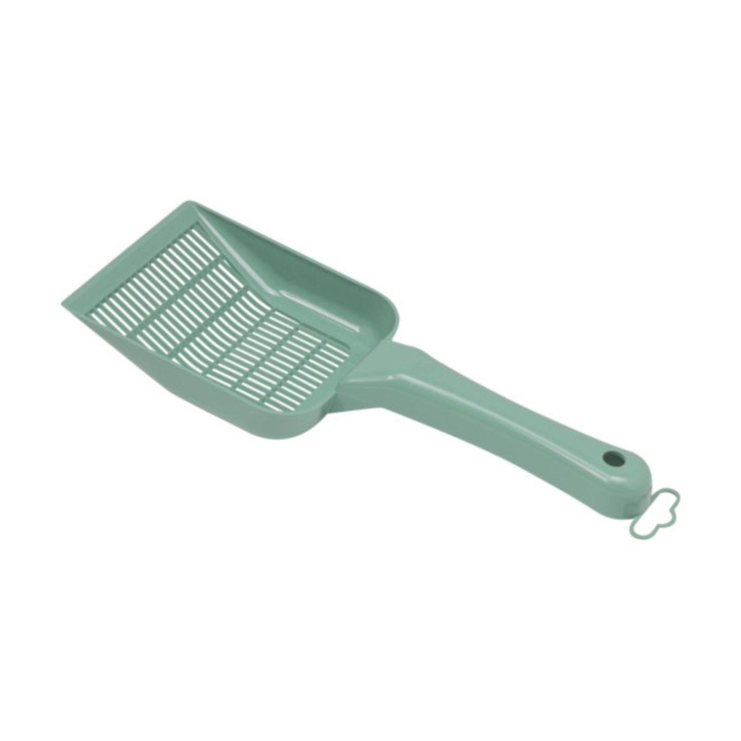 Mint green pet scoop on a white background