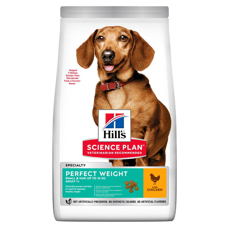 Hills Science Plan Perfect Weight Small & Mini Adult Dog Dry Food With Chicken - 1.5Kg