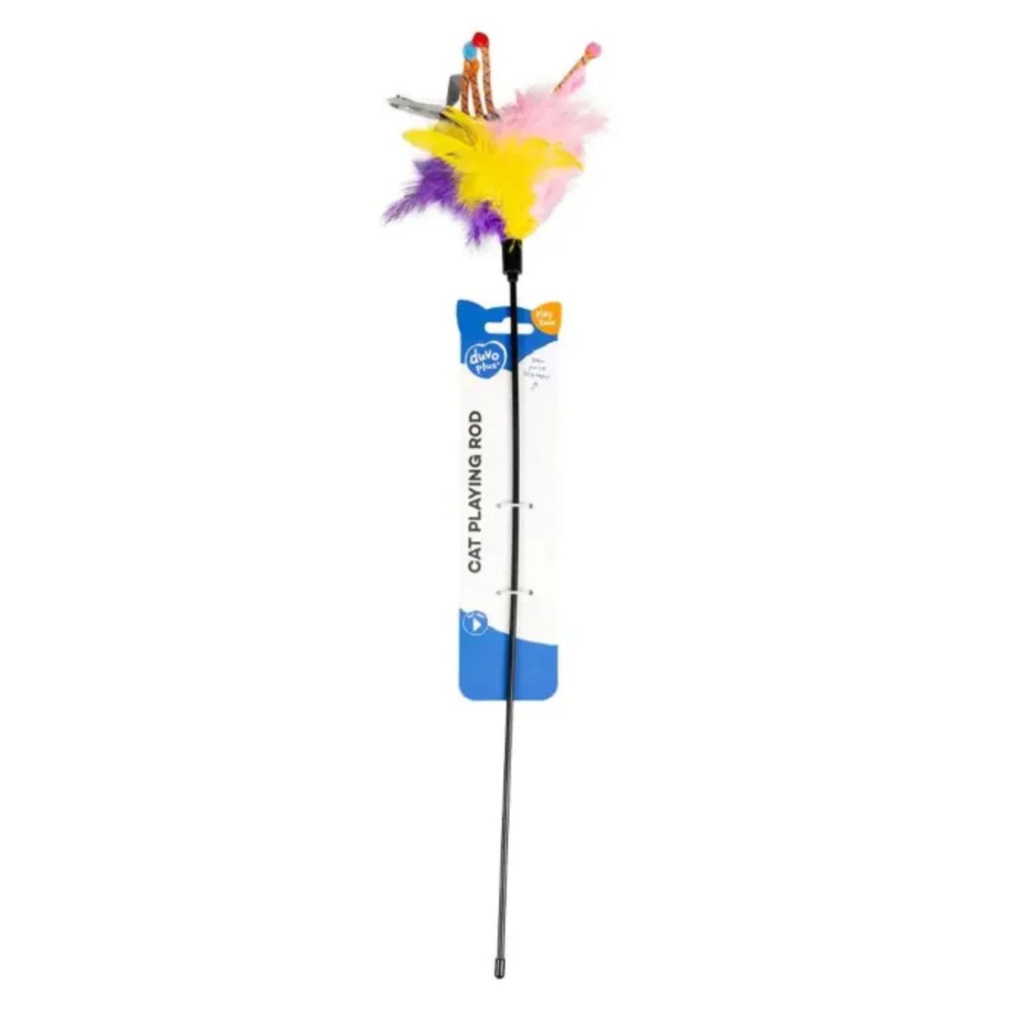 Duvo+ Assortment Playing Rod With Feathers Mixed Colors Cat Toy – 62x3x1.5cm