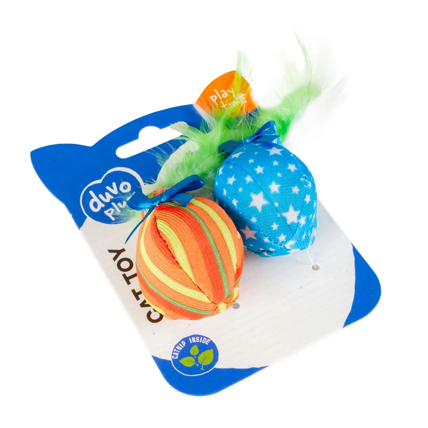 Duvo+ Assortment Balls With Feather Cat Toy Mixed Colors – 14x8x4cm