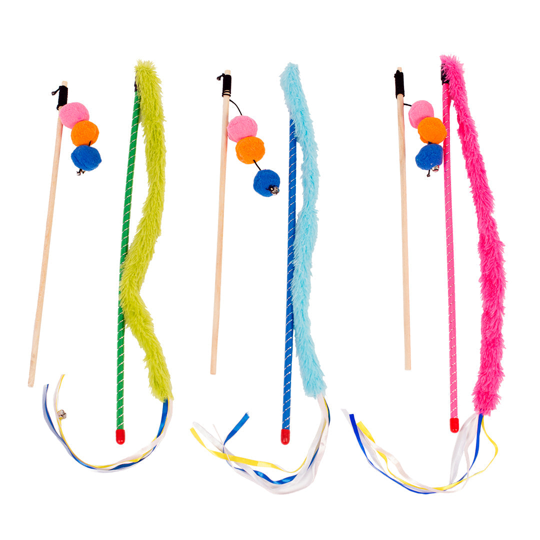 Duvo+ Cat Teaser Rod Set – Plush Tail & Balls Mix