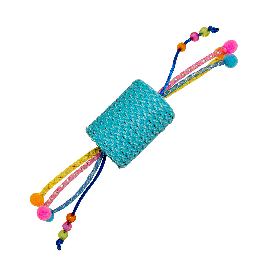Duvo+ Jolly Roll Dog Toy With Ropes Blue - 22x4.5x4.5cm